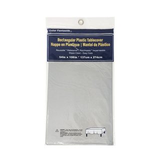Gray Plastic Tablecover 54" x 108"