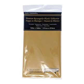 Gold Plastic Tablecover 54" x 108"